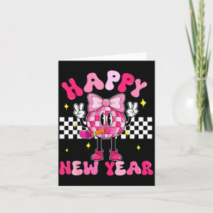 Checkered Happy New Year 2026 Disco Ball New Year  Card