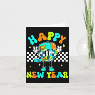 Checkered Happy New Year 2026 Disco Ball New Year  Card