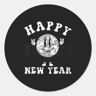 Checkered Happy New Year 2026 Disco Ball New Year  Classic Round Sticker
