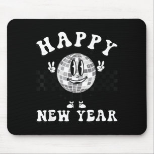 Checkered Happy New Year 2026 Disco Ball New Year  Mouse Pad