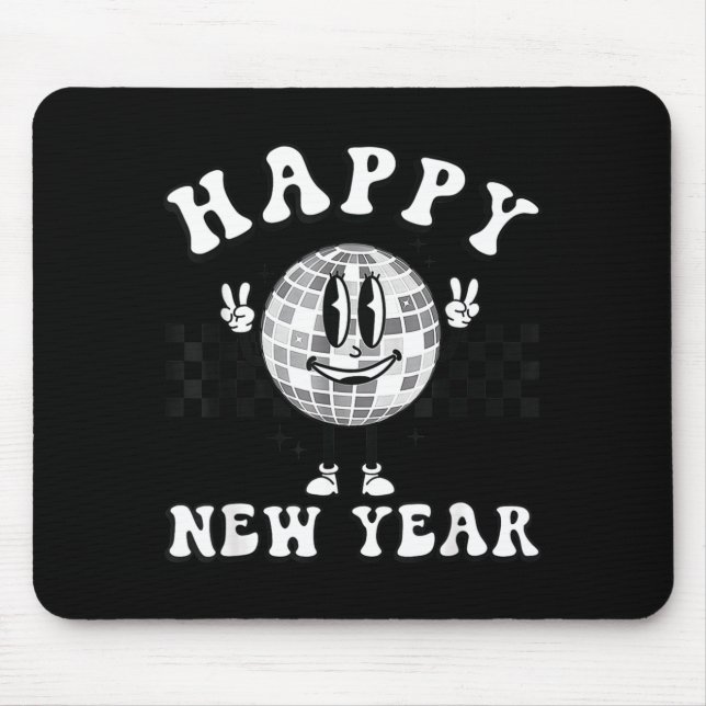 Checkered Happy New Year 2026 Disco Ball New Year  Mouse Pad (Front)