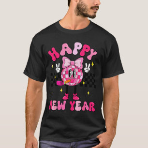 Checkered Happy New Year 2026 Disco Ball New Year  T-Shirt