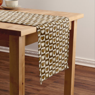Checkered Hearts in Blond Cream Short Table Runner