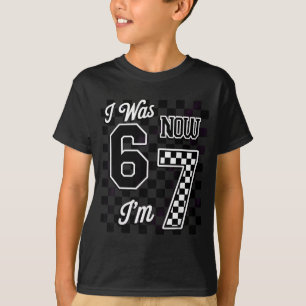 Checkered I Was 6 Now I'm 7 Birthday Seven Years O T-Shirt