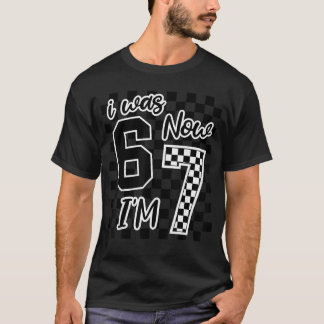 Checkered I was 6 Now Im 7 Birthday Seven Years Ol T-Shirt