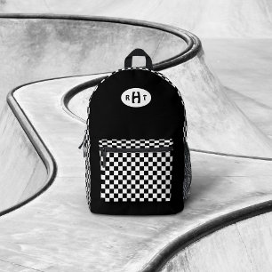 Checkered Monogram Beige Printed Backpack