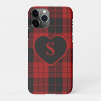Checkered Monogram Christmas Red Buffalo Plaid