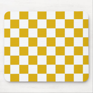 Checkered mustard yellow and White Mouse Pad