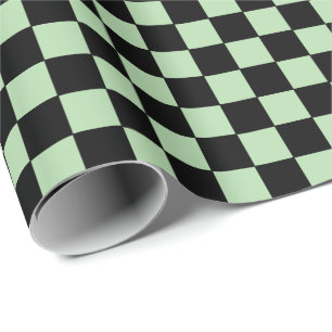 Checkered pale green and Black Wrapping Paper