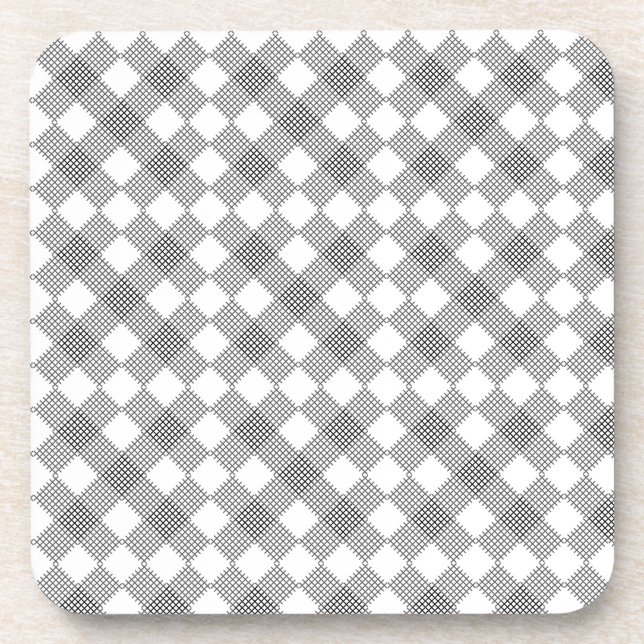 Checkered patches pattern black and white   coaster (Front)