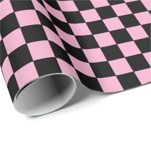Checkered pink and Black Wrapping Paper