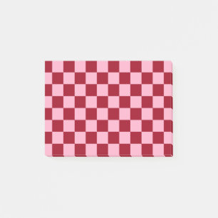 Checkered Pink and Burgundy Post-it Notes