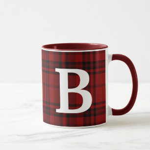CHECKERED PLAID BLACK RED CUSTOMIZE TYPOGRAPHY  MUG
