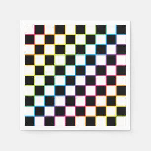 Checkered Rainbow white  Napkin