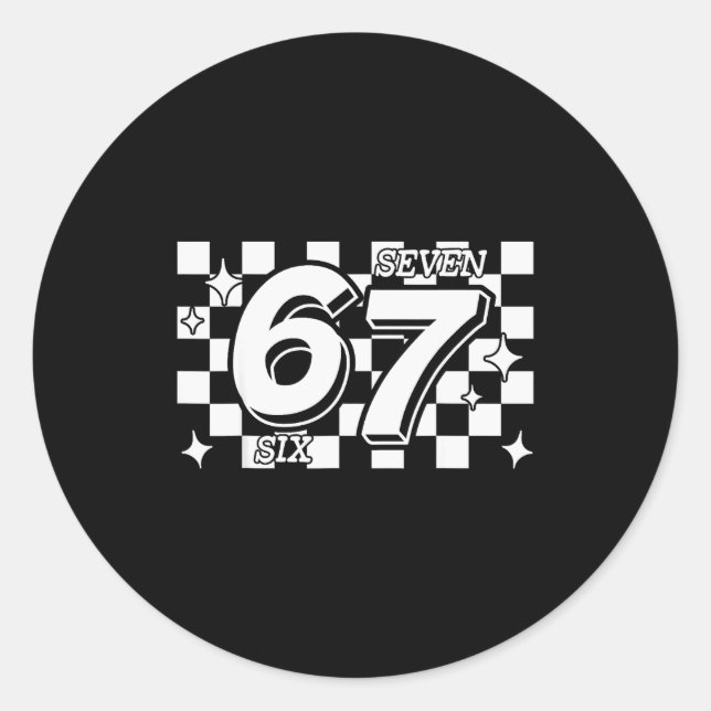 Checkered Six Seven 6 7 Meme Gen Alpha Slang  Classic Round Sticker (Front)