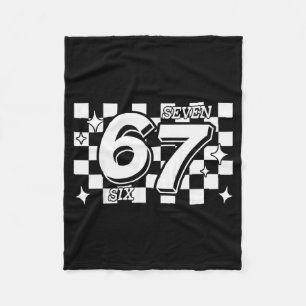 Checkered Six Seven 6 7 Meme Gen Alpha Slang Fleece Blanket