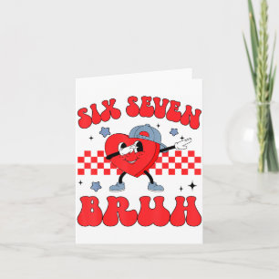 Checkered Six Seven Bruh Hearts 67 Valentines Day Card