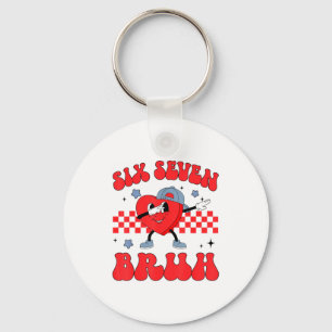 Checkered Six Seven Bruh Hearts 67 Valentines Day  Keychain