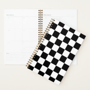 Checkered squares hot pink black geometric retro planner