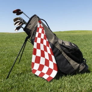 Checkered squares red white geometric retro golf towel