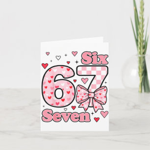 Checkered Valentine Cute Six Seven 6 7 Meme Teens  Card