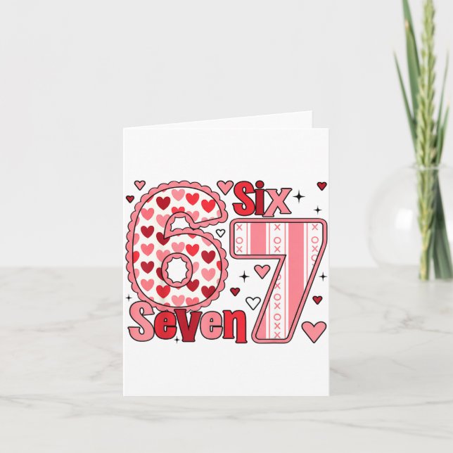 Checkered Valentine Cute Six Seven 6 7 Meme Teens  Card (Front)