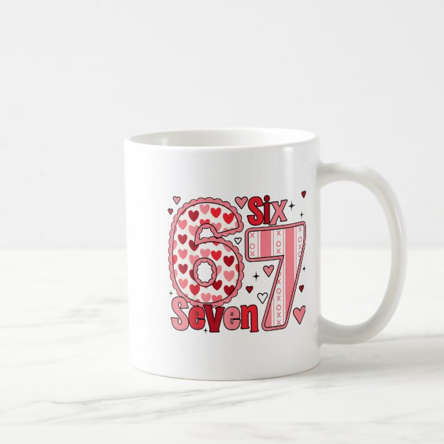 Checkered Valentine Cute Six Seven 6 7 Meme Teens  Coffee Mug (Right)