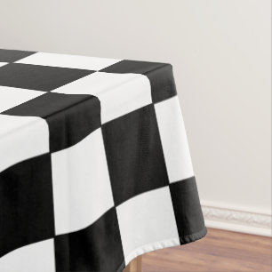 Checkered White and Black  Tablecloth