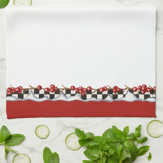 Checkers & Berries Kitchen Towel (Folded)