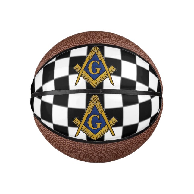 Checkers Masonic Freemasons Square and Compass Mini Basketball (Front)