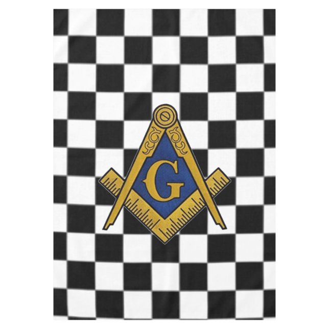Checkers Masonic Freemasons Square and Compass Tablecloth (Front)