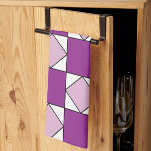 Checkers Purple Square Diamond Checkers Kitchen Towel