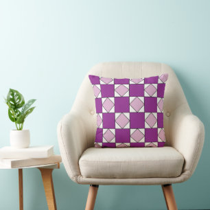 Checkers Purple Square Diamond Checkers Throw Pillow