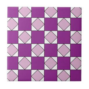 Checkers Purple Square Diamond Checkers Tile