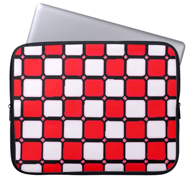 CHECKERS RED WHITE LAPTOP SLEEVE (Front)