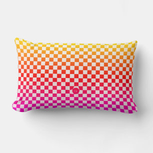 Checkers with a Rainbow of Bright Colours Lumbar Pillow