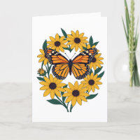 Checkerspot Butterfly And Black-Eyed Daisy Flowers