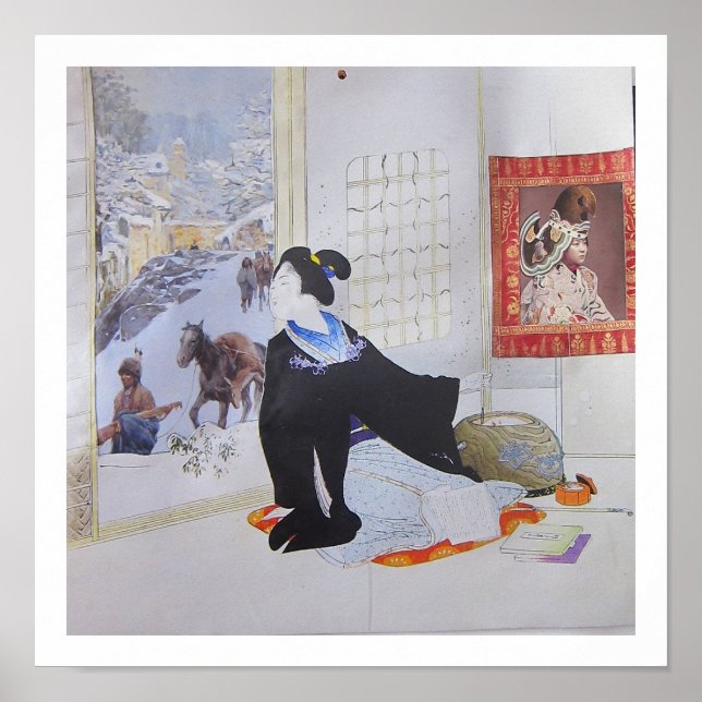 Checking on the Neighbors - collage art Poster (Front)