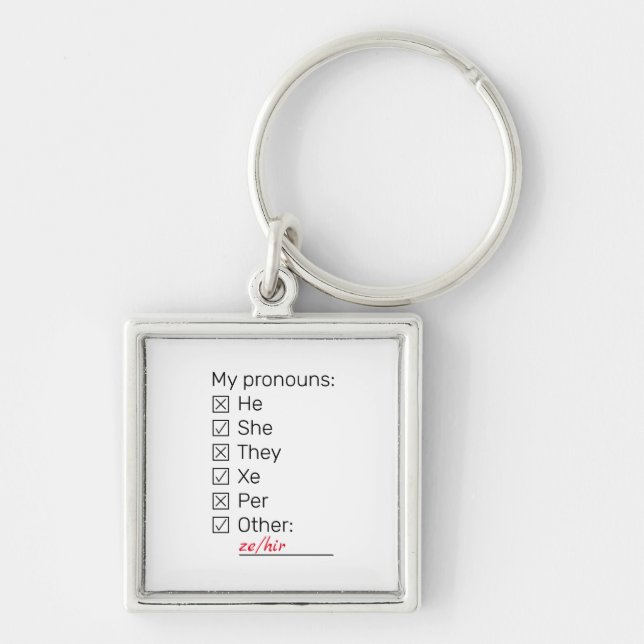 Checklist neopronouns keychain (Front)