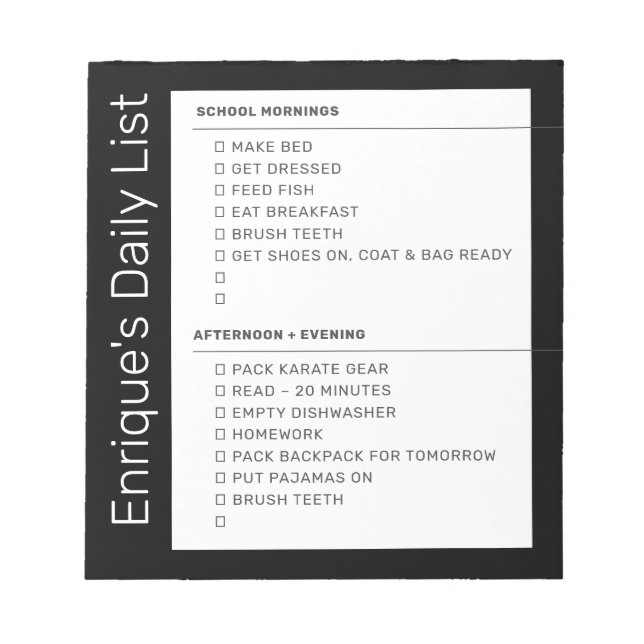 Checklist Simple Morning Evening ToDo Personalized Notepad (Front)