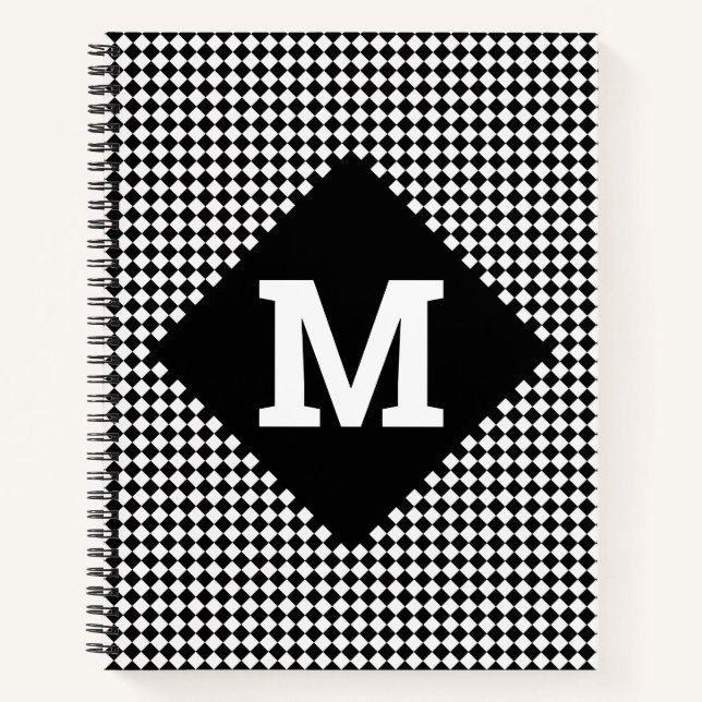 Checkmate Charm: Customizable Retro Grid Notebook (Front)