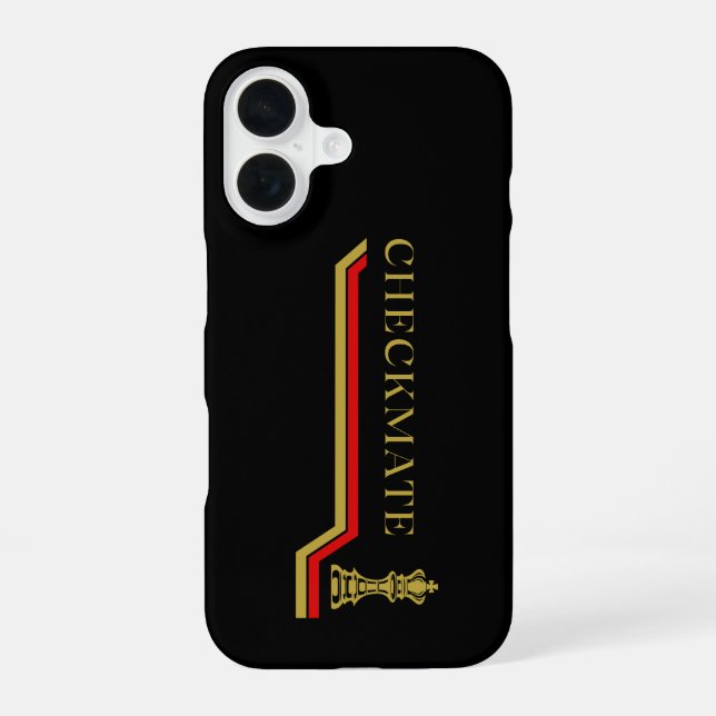 Checkmate chess game black red gold iPhone 16 case (Back)