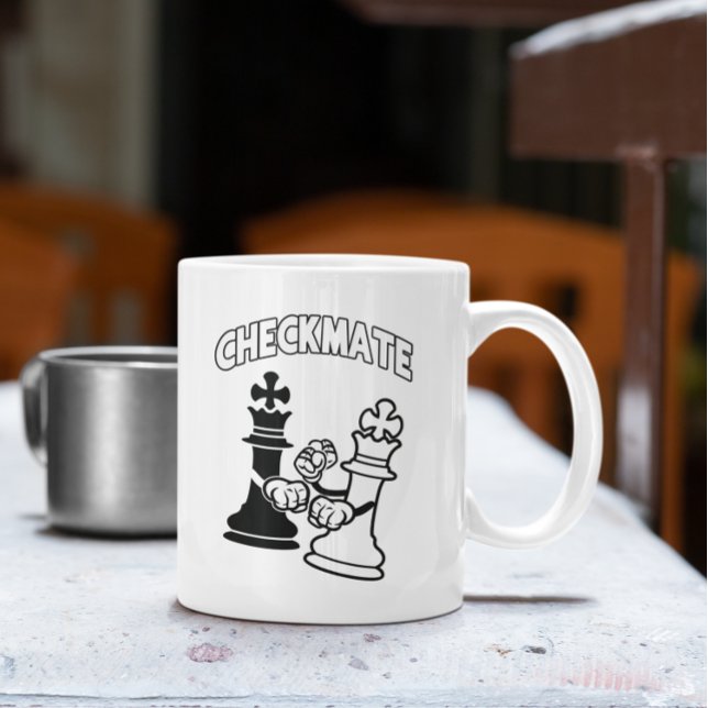 Checkmate Chess Tournament Art Black and White Coffee Mug (Checkmate Chess Tournament Art Black and White Coffee Mug)