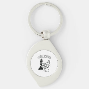 Checkmate Chess Tournament Art Black and White Keychain