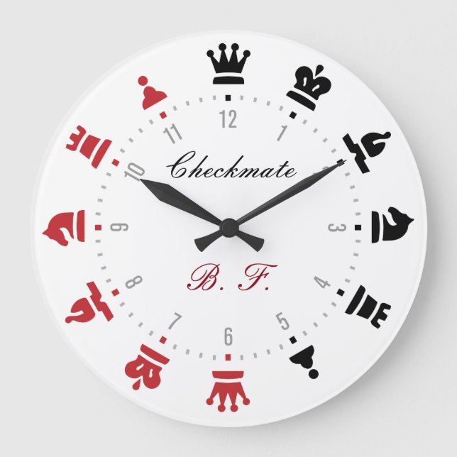 Checkmate Chess Wall Clock Red and Black (Front)