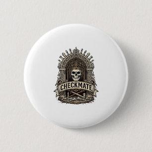 Checkmate Skull King Vintage Chess 2 Inch Round Button