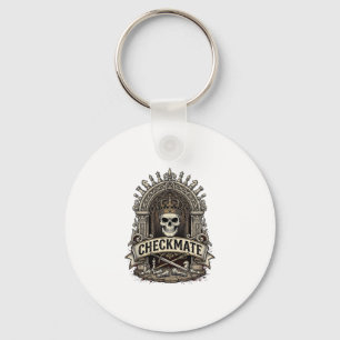 Checkmate Skull King Vintage Chess Keychain