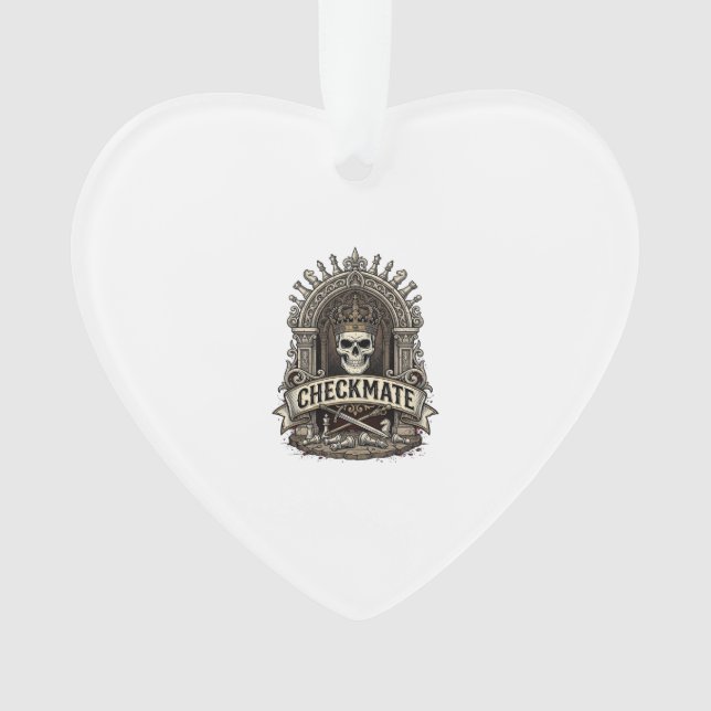 Checkmate Skull King Vintage Chess Ornament (Front)