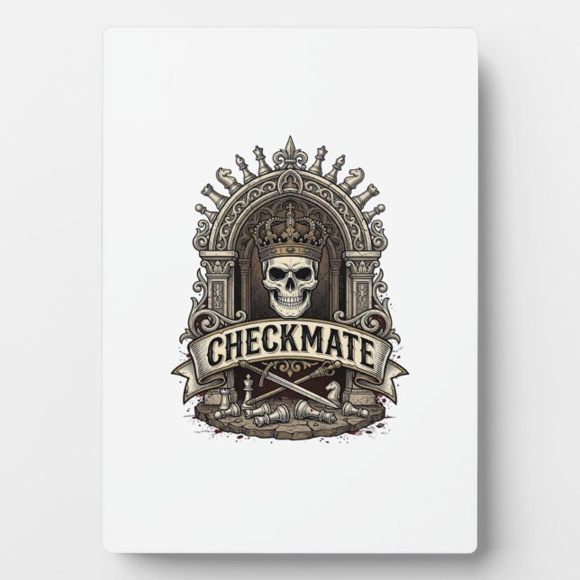 Checkmate Skull King Vintage Chess Plaque (Front)