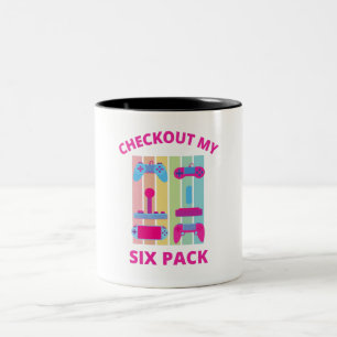 CHECKOUT MY SIX PACK gamer Two-Tone Coffee Mug
